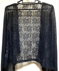黒 レース 長袖 カーディガン