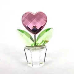 極美品】スワロフスキー 置物 クリスタル ハート フラワー 鉢植え 箱