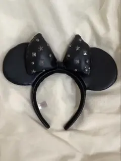 ミッキー耳カチューシャ 黒 スタッズ付き