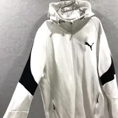 PUMA デカロゴ トラックジャケット パーカー 白黒 XXL