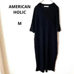 アメリカンホリック ロングニットワンピース　サマーニット　薄手　透け感　M