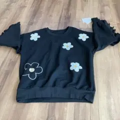 花柄 刺繍 フリル袖 黒色　トレーナー　カラバサ　205 zero 新品未使用