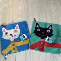 Atsuko Matano 猫デザイン タオルハンカチ 2枚セット