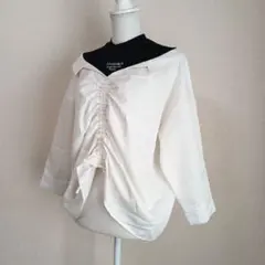 PINK-latte　ホワイトルーズフィットシャツ 五分袖　XSサイズ　150