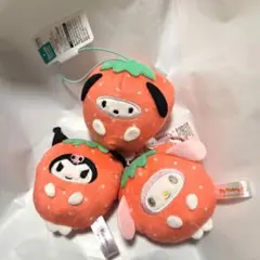 フルーツきぐるみマスコット　いちご　クロミマイメロディ　ポチャッコ　sanrio