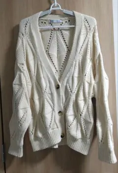 ZARA オープンワーク ニットガーディガン