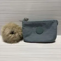 Kipling ポーチ 水色　モンキーチャーム付
