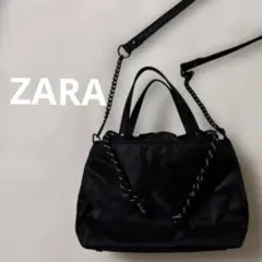 ZARA ナイロン ブラック ショルダーバッグ 2way