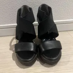 D.JANA ブラック ウェッジサンダル