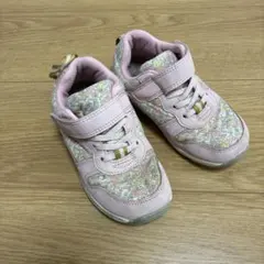 イフミーカラン　IFME CALIN 花柄ピンクスニーカー マジックテープ付き