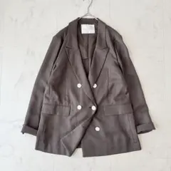 美品✨《グレースクラス》リネンライク ダブルブレストジャケット トリアセ 38のサムネイル