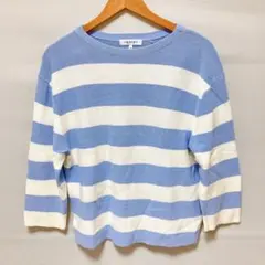 N20−9◯ INDIVI 長袖トップス 38 青と白のストライプ