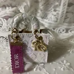 Dior ミニバッグ　マルチカラー　ピンクリボン　 チャーム