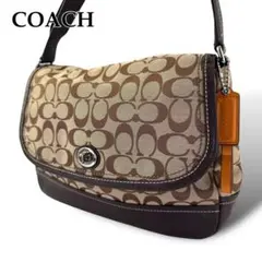 極美品 COACH ショルダーバッグ ターンロック シグネチャー ベージュ