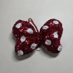 ディズニー ミニーちゃん ヘアゴム スパンコール キラキラ リボン 赤