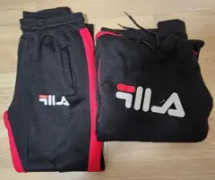 FILA フード付きジャージセット ブラック/レッド