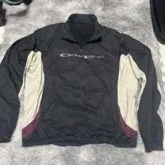 Y2K 希少　OAKLEY ハーフジップ　ナイロンジャケット　センターロゴ　M