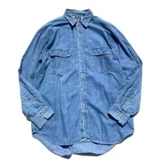【90s】OLD GAP コットンツイル 長袖 デニムシャツ ブルー L