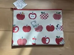 familiar フラットポーチ　りんご柄　ビニールコーティング　ファミリア