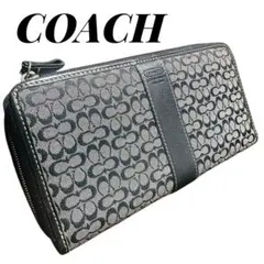 coach コーチ　長財布　ラウンドジップ　本革使用　総ロゴ　稀少のサムネイル