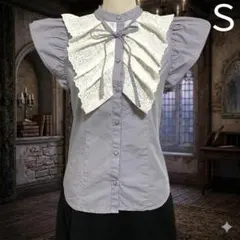 REDYAZEL フリルブラウス 刺繍レース ライトパープル