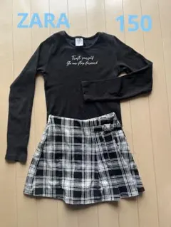 ZARAキュロットスカートと長袖カットソー