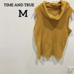 美品✨TIME AND TRUE 【M】ノースリーブタートルネック ニット 派手