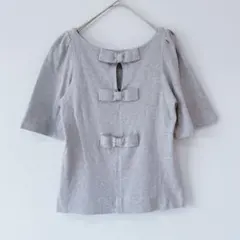 Kaon カオン　バックリボン　コットン　Tシャツ　カットソー　日本製　グレーのサムネイル