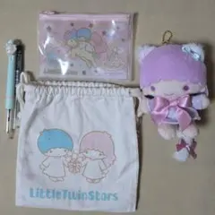 キキララ ララ ぬいぐるみ（ネコ耳）＋巾着＋ミニポーチ＋ペンセット＊まとめ売り