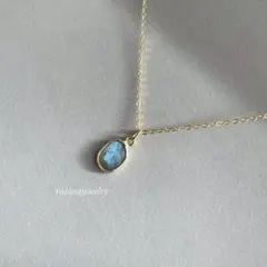 ラブラドライト　ネックレス　18KGP 天然石　ローズカット