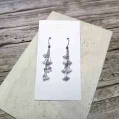 小さな花パステルロングピアス、イヤリング無料交換できます