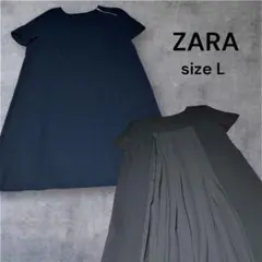 完売品【ZARA】バックカットアウト パフスリーブ ワンピース L ブラック