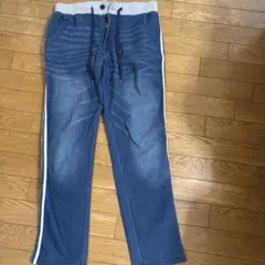 デニムブルー ジョガーパンツ サイドストライプ