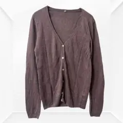 2824☆良品計画　麻100%カーディガン　リネン　M くすみパープル　長袖のサムネイル