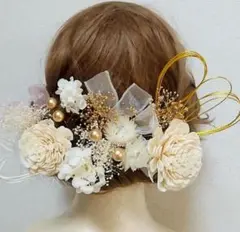 10赤 白 ドライフラワー 髪飾り 結婚式 ウェディング 浴衣 卒業式