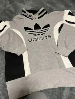 【希少】80sデサント製アディダス ヴィンテージスウェット刺繍ロゴ グレーM-L