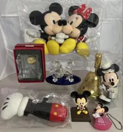 まとめ　ディズニー　ぬいぐるみ マグネット　クリスタル時計　ガラス細工　７点