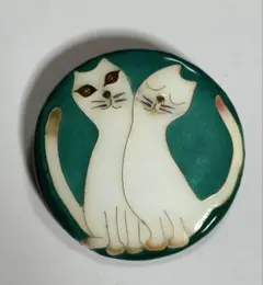 七宝焼　猫デザイン 大型ブローチ
