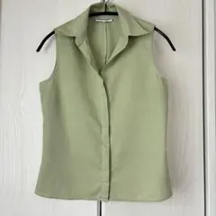 【希少】ナラカミーチェ ノースリーブシャツ グリーン イタリア製 オックス生地