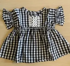 futafuta フリル袖チェックシャツ 80