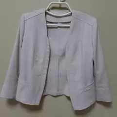 そら様専用　ノーカラージャケット ライトベージュのサムネイル
