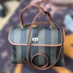 FENDI 2 Way Bag ストライプデザイン ハンドバッグ 中型