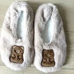 くま ルームシューズ スリッパ ファー ベージュ