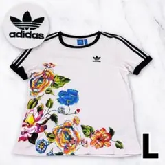 adidas フラワープリント Tシャツ L　花柄