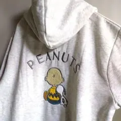 スヌーピー　チャーリー　PEANUTS キャラクター刺繍　パーカー L