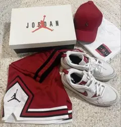 Jordan フルセット　靴、キャップ、Tシャツ、ハーフパンツ、赤