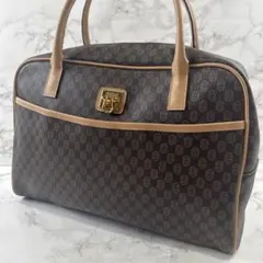 ほぼ未使用品 genie ジーニー 総柄 PVCレザー ボストン型ハンドバッグ