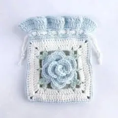 バラの巾着袋 かぎ針編み ハンドメイド