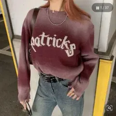 non hedge レッド ロゴ入りニットセーター 完売商品