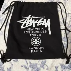 STUSSY ブラック ドローストリングバッグ
